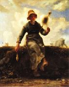 Jean Francois Millet The Spinner, Goat-Girl from the Auvergne Norge oil painting reproduction